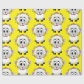 glänzendes Papier, blau-gelb, Schafe Geschenkpapier (Flach)