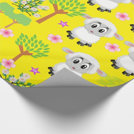 glänzendes Papier, blühende Schafbäume Geschenkpapier (Ecke)