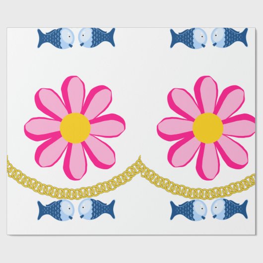 glänzendes Papier, Blütengoldkettfisch Geschenkpapier (Flach)