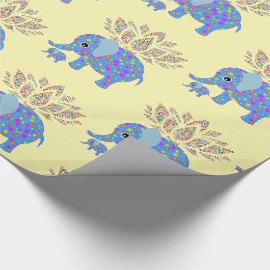 glänzendes Papier, farbenfroher Elefant Geschenkpapier (Ecke)