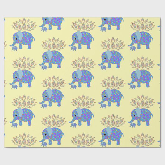 glänzendes Papier, farbenfroher Elefant Geschenkpapier (Flach)