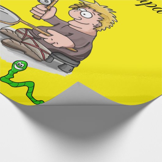 glänzendes Papier, Fischer gelb fischen Geschenkpapier (Ecke)