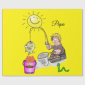 glänzendes Papier, Fischer gelb fischen Geschenkpapier (Flach)