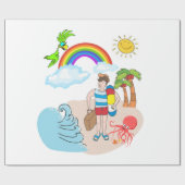 glänzendes Papier, Fun Octopus Geschenkpapier (Flach)