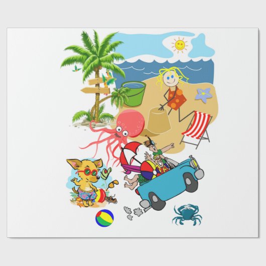 glänzendes Papier, Fun Octopus Geschenkpapier (Flach)