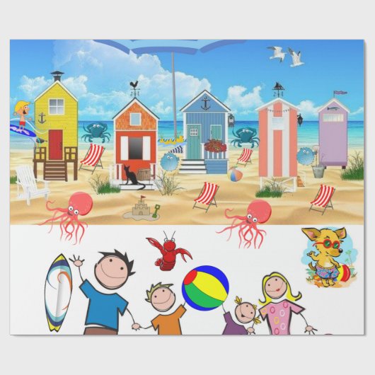 glänzendes Papier, Fun Octopus Geschenkpapier (Flach)