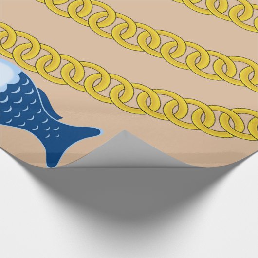 glänzendes Papier, Goldkettfisch Geschenkpapier (Ecke)
