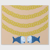 glänzendes Papier, Goldkettfisch Geschenkpapier (Flach)