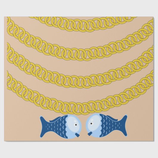 glänzendes Papier, Goldkettfisch Geschenkpapier (Flach)