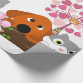 glänzendes Papier, Katzenhühner, geblümt Geschenkpapier (Ecke)