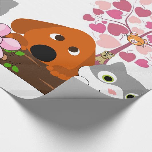 glänzendes Papier, Katzenhühner, geblümt Geschenkpapier (Ecke)