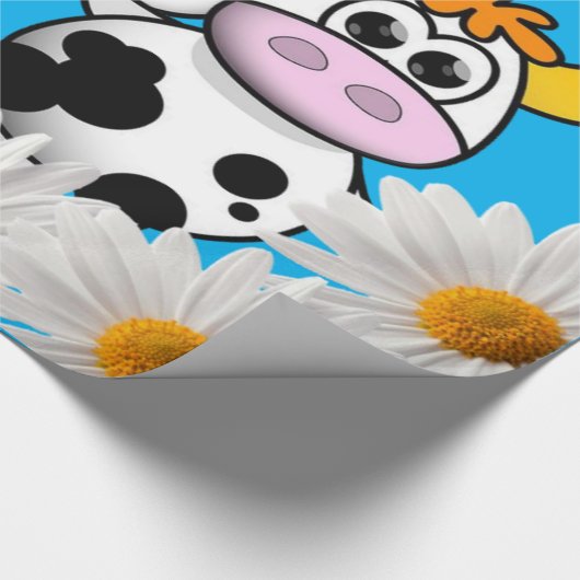 glänzendes Papier, Kuh floral weiß Daisy blau Geschenkpapier (Ecke)