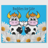 glänzendes Papier, Kuh floral weiß Daisy blau Geschenkpapier (Flach)