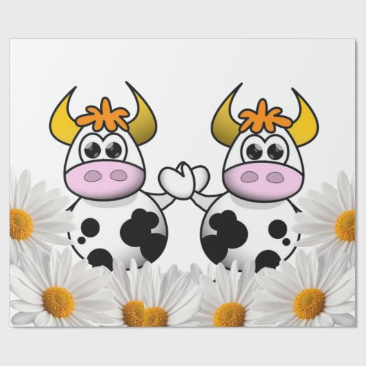 glänzendes Papier, Kuhweiße Daisy Geschenkpapier (Flach)