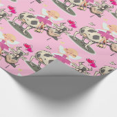 glänzendes Papier, rosa Milchkühe Herz Geschenkpapier (Ecke)