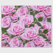 glänzendes Papier, rosa Rosen Geschenkpapier (Flach)