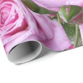 glänzendes Papier, rosa Rosen Geschenkpapier (Rolleneckpunkt)