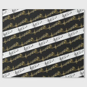 glänzendes Papier, Schwarz-Weiß-Musiknoten Geschenkpapier (Flach)