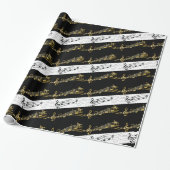 glänzendes Papier, Schwarz-Weiß-Musiknoten Geschenkpapier (Ungerollt)