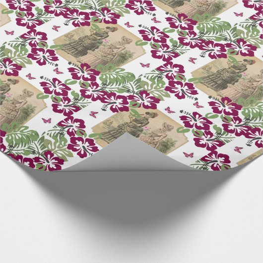 glänzendes Papier, Viktorianische Blüte Geschenkpapier (Ecke)