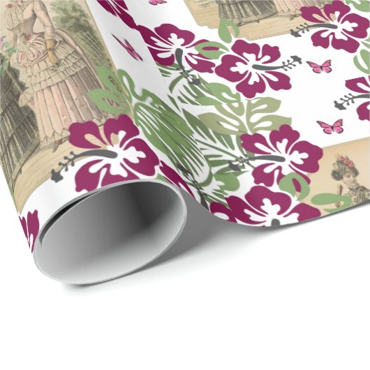 glänzendes Papier, Viktorianische Blüte Geschenkpapier (Rolleneckpunkt)