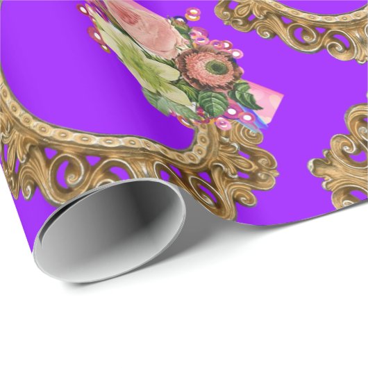 glänzendes Papier, Viktorianische Blüte Geschenkpapier (Rolleneckpunkt)