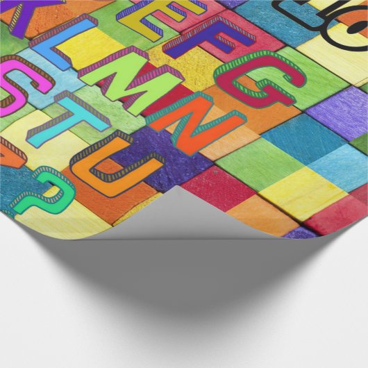 glänzendes Papier, Zahlen Alphabetfarben Geschenkpapier (Ecke)