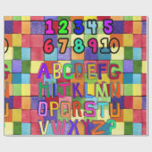 glänzendes Papier, Zahlen Alphabetfarben Geschenkpapier (Flach)