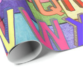 glänzendes Papier, Zahlen Alphabetfarben Geschenkpapier (Rolleneckpunkt)