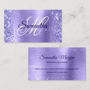 Glänzendes Periwinkle-Folie-Fancy-Monogramm Visitenkarte