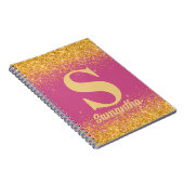 Glänzendes Pinkgold mit Monogramm Notizblock (Rechte Seite)