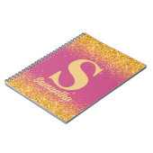Glänzendes Pinkgold mit Monogramm Notizblock (Linke Seite)