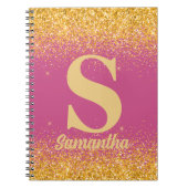 Glänzendes Pinkgold mit Monogramm Notizblock (Vorderseite)