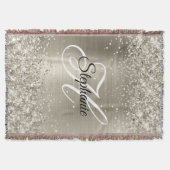 Glänzendes Platin-Folie-Fancy-Monogramm Decke (Vorderseite)