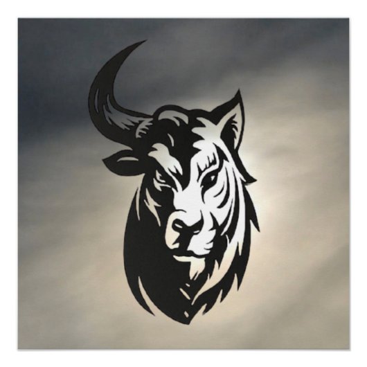 Glänzendes Poster - halb Stier halb Tiger (Vorderseite)