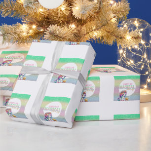 Glänzendes Regenbogen-Einhorn magisch Geschenkpapier