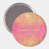 Glänzendes Rosa Gold Funkeln und Strahlen Magnet (Vorderseite/Rückseite)