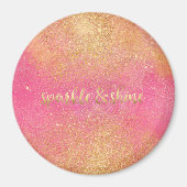 Glänzendes Rosa Gold Funkeln und Strahlen Magnet (Vorne)