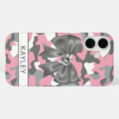 Glänzendes Rosa-Grau-Tarnmuster Personalisiert Case-Mate iPhone Hülle (Rückseite (Horizontal))