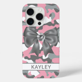 Glänzendes Rosa Graues Tarnmuster Personalisiert Case-Mate iPhone Hülle