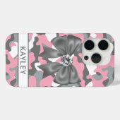 Glänzendes Rosa Graues Tarnmuster Personalisiert Case-Mate iPhone Hülle (Rückseite (Horizontal))