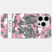 Glänzendes Rosa Graues Tarnmuster Personalisiert Case-Mate iPhone Hülle (Rückseite (Horizontal))