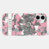 Glänzendes Rosa Graues Tarnmuster Personalisiert Case-Mate iPhone Hülle (Rückseite (Horizontal))