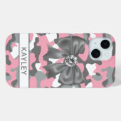Glänzendes Rosa Graues Tarnmuster Personalisiert Case-Mate iPhone Hülle (Rückseite (Horizontal))