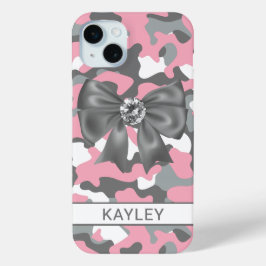 Glänzendes Rosa Graues Tarnmuster Personalisiert Case-Mate iPhone Hülle