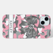 Glänzendes Rosa Graues Tarnmuster Personalisiert Case-Mate iPhone Hülle (Rückseite (Horizontal))