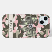 Glänzendes Rosa Grün Tarnung Personalisiert Case-Mate iPhone Hülle (Rückseite (Horizontal))