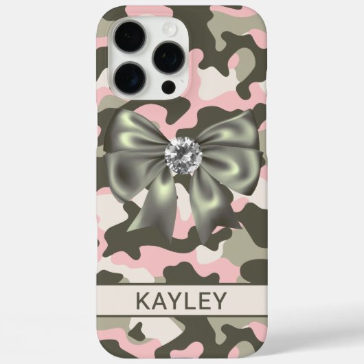 Glänzendes Rosa Grünes Tarnmuster Personalisiert Case-Mate iPhone Hülle (Rückseite)