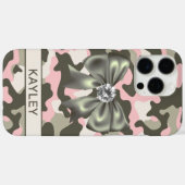 Glänzendes Rosa Grünes Tarnmuster Personalisiert Case-Mate iPhone Hülle (Rückseite (Horizontal))