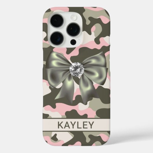 Glänzendes Rosa Grünes Tarnmuster Personalisiert Case-Mate iPhone Hülle (Rückseite)